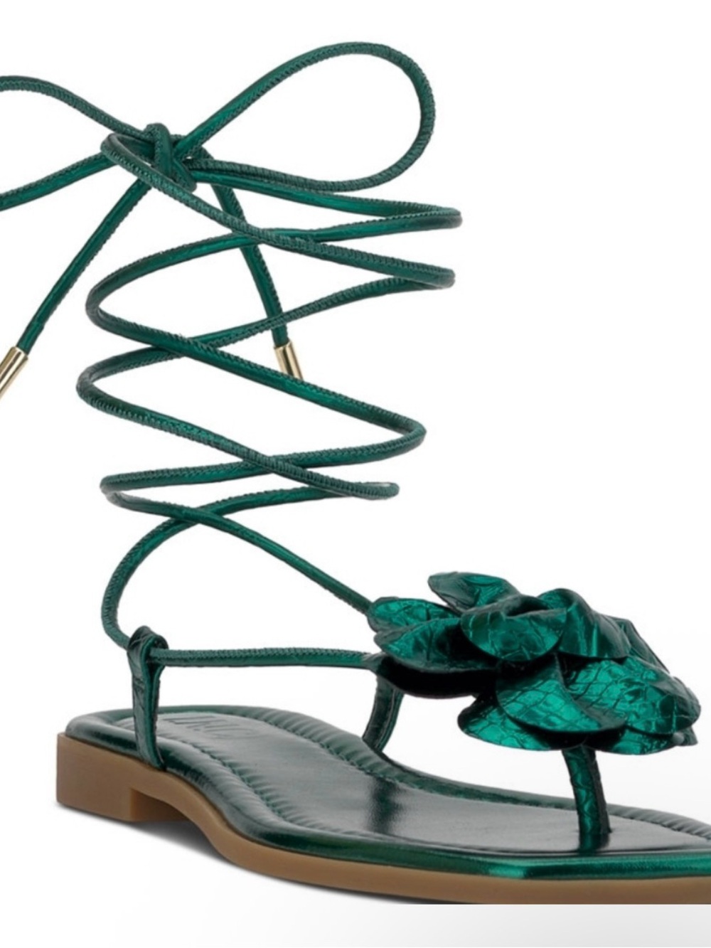 INC International Concepts Emerald Green Floral Lace-Up Sandal